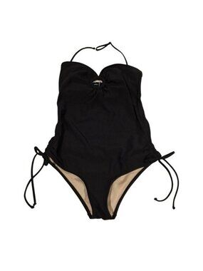 Vintage Y2K Alloy Swim M Swimsuit‎ One Piece Black Open Back Halter
